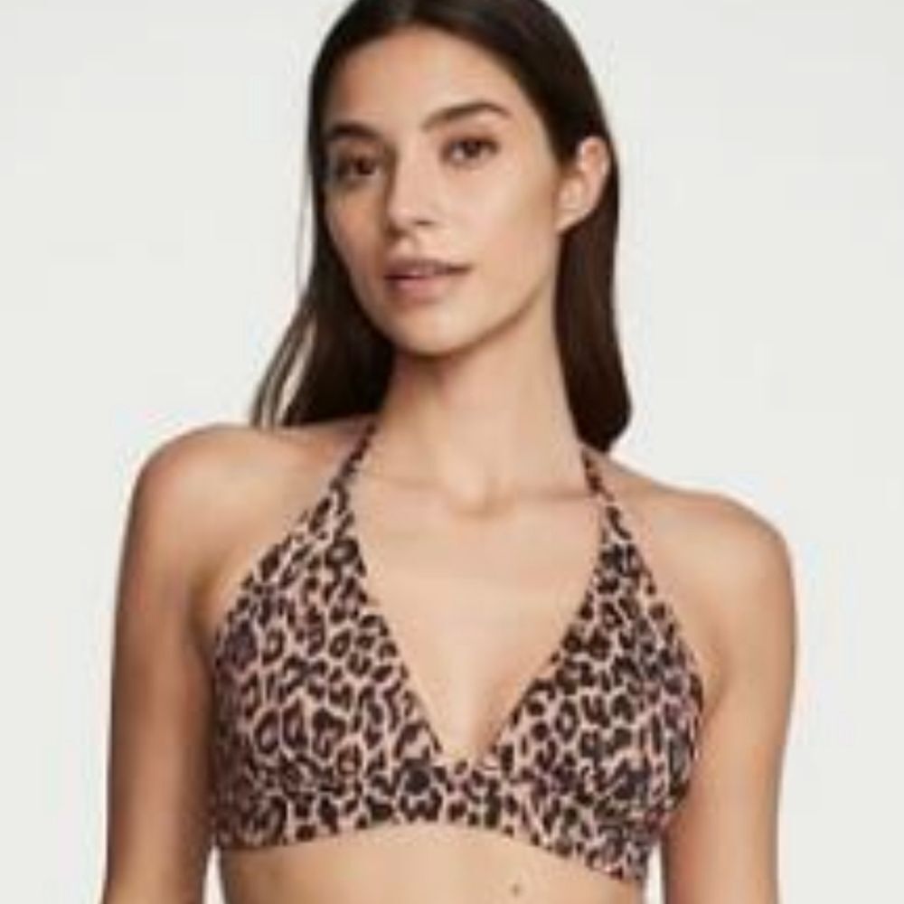 NEW VICTORIAS SECRET leopard bikini top L